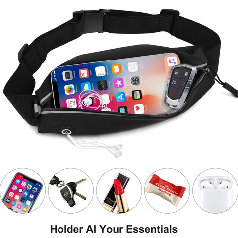 Waterproof Running Belt Fanny Pack For Men And Women Slim Running Bag With Adjustable Elastic Belt holding phone and keys