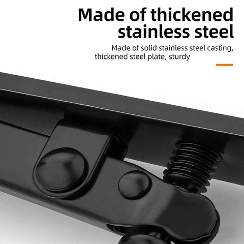 Close-up of Stainless Steel Invisible Door Hinge With Smooth Quiet Motion, showing solid construction and L-shaped design.