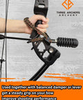 Adjustable Archery Bow Wrist Sling with Hand Loop and Loop Carrier in use for steady grip and easy tightness adjustment.