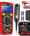 Pro Grade All In One Electrical Testing Kit With Digital Multimeter Non Contact Voltage Tester And Outlet Tester For Home DIY Use Auto Ranging AC DC Voltage Current Continuity Resistance And Frequency Breakpoint Finder with case and accessories visible