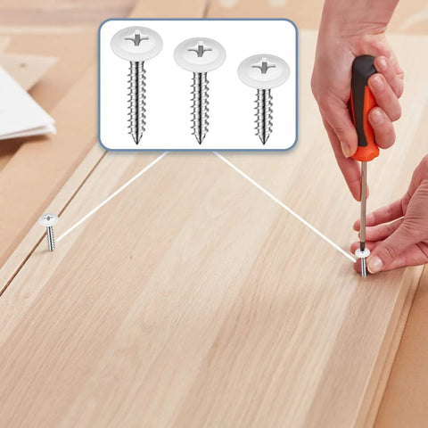 120 Piece Size Eight White Wood Screws Set For Self Tapping And Wall Plates With Pan Head Truss Screws For Woodworking DIY Projects