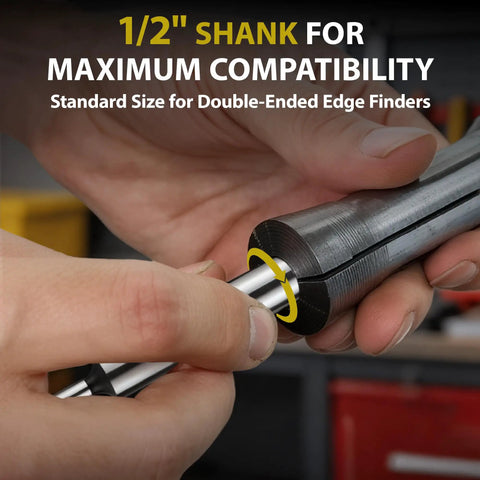 Double End Edge Finder and Center Finding Tool for Machinists Ultra Precision Edge Detection to Within 0.0001 Inches Smooth Ground Surfaces for Quick Setup and Accurate Alignments 1/2 inch shank