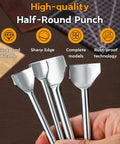High-quality half-round punch set with sharp edge and rust-proof technology from Nine Size Leather Punch Set With Half Round Punch And Leather Corner Punch Strap Cutter And Crafting Tools For DIY Belts Wallets Bags 10mm To 50mm Includes Durable Storage Case For Easy On The Go Transport.