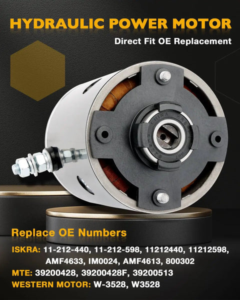 Heavy Duty 12 Volt Hydraulic Pump Motor Replacement For RV Motor Home Levelers And MTE Hydraulic Systems With Slotted Shaft Fits OE Numbers 11 212 440 11 212 598 AMF4633 39200428F 39200513 Electric Power Gear Pump Assembly close up