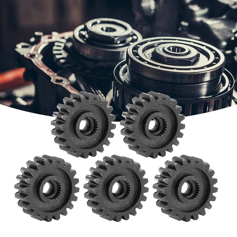Five Pack Steel Servo Spur Gears With 24 Tooth Internal Spline Module 0.8 Durable Industrial Replacement Gears For RC Servo Motors And Precision Machinery 20T. Close-up of steel gears on machinery background.