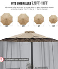9-11 Ft Outdoor Umbrella Mosquito Net, Universal Hanging Patio Screen With Zipper, fits most 7.5-11 ft umbrellas, black mesh