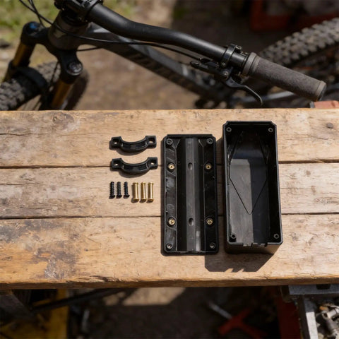 Built Tough ABS Metal Ebike Controller Case Waterproof Box For Scooter And Bike Conversions with mounting hardware on table