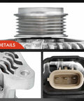 Close-up of Beefy 12V 110Amp Alternator With 6-Groove CW Pulley For Hyundai Sonata 2006-2010 and Kia Forte 2010-2013