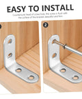 Stainless Steel L Brackets With Screws Set For Raised Garden Beds And Furniture Frames shown installed on wood corner