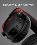 Close-up of Cloud Alpha Wireless Gaming Headset For PC With 300 Hour Battery Life And DTS Headphone X controls and aluminum frame