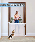 Retractable Baby Gate for Stairs and Doorways, 34 Inch Tall Expands to 72 Inch Wide, Kid Friendly Safe Gate for Indoor Outdoor Use, White