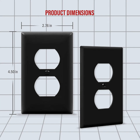 Built Tough Durable Unbreakable Polycarbonate Duplex Receptacle Wall Plate 1 Gang 4.5 x 2.76 Inch UL Listed Black 10 Pack Heavy Duty Cover Plate For Home Or Office