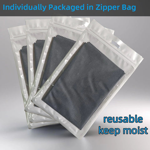 Miaozhun silicone gun cleaning cloths, 4-pack gray microfiber lint-free cleaning rags in resealable zipper bags