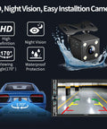 Diagram showcasing 7 Inch HD Touchscreen Car Stereo With Voice Control And Apple CarPlay For Wireless CarPlay And Android Auto features.