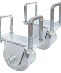 2 Pack 4 Inch Heavy Duty V Groove Sliding Gate Roller Wheels With No Weld Installation And External Brackets 6600 Pound Capacity For Inverted Gate Systems Zinc Plated Anti Rust Finish