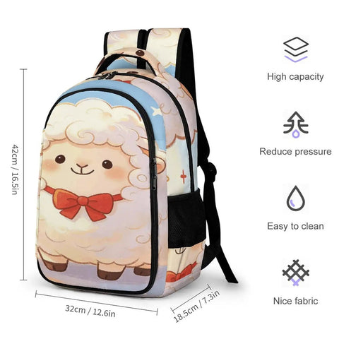 Star Spangled Lamb Print Unisex Backpack With Large Capacity Roomy Daypack For School And Travel Durable Polyester