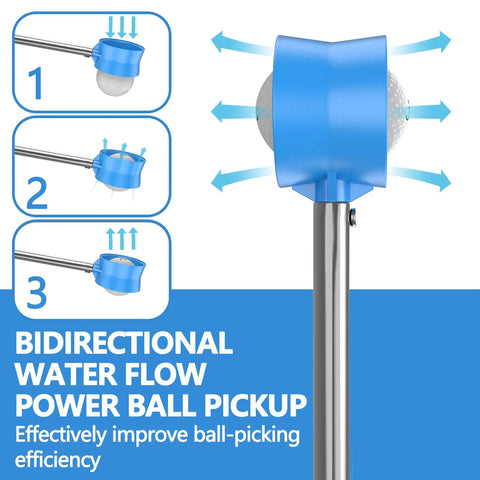 Telescopic Golf Ball Retriever 9 To 12 Feet With Stainless Steel Shaft And Double Sided Ball Pickup Head close-up showing mechanism