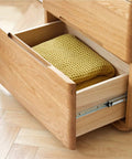 Heavy Duty Telescopic Drawer Slides Full Extension With Secure Locking Design And Dual Row Ball Bearings Built Different For Cabinetry Up To Four Hundred Pounds, showcasing a drawer with a yellow blanket.