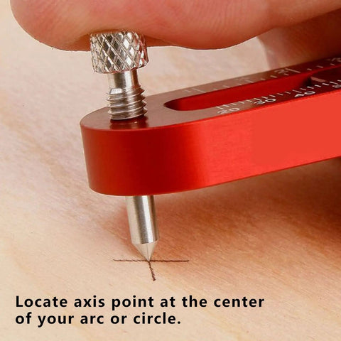 Adjustable Radius Woodworking Compass Scriber With Aluminum Alloy Arc Head Fixed Point Circle Ruler Pro Grade Precision Tool in use