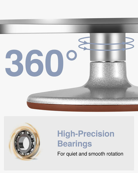 Puroma 12-inch aluminium alloy rotating cake turntable with non-slip silicone bottom for decorating cakes and cupcakes