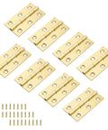 Eight 2.5 Inch Brass Butt Hinges Set for Cabinet Doors, Boxes, Jewelry Boxes, and Small Furniture in Gold Finish, Heavy Duty Solid Brass