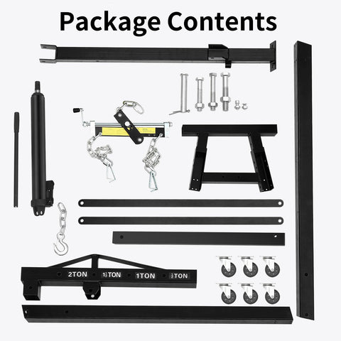 Shop Ready Heavy Duty Hydraulic Engine Hoist With Long Telescopic Boom and Six Smooth Swivel Casters accessories and parts layout.