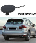 Right Side Tow Hook Eye Cover Cap For Porsche Cayenne 2011 To 2014 Rear Bumper Replacement 95850545000 shown with SUV
