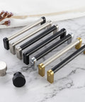 10 Pack 5 Inch Knurled Black And Nickel Cabinet Pulls Matte Black And Brushed Nickel Cabinet Handles displayed on marble surface
