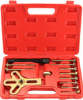 13 Piece Harmonic Balancer Steering Wheel Puller Kit for Flywheel and Crankshaft Pulley Removal in red case