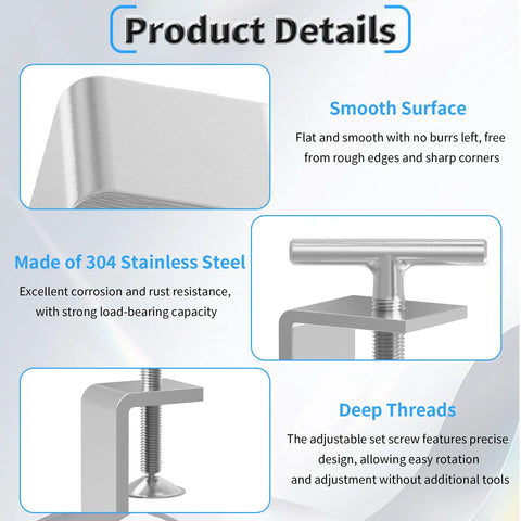 Product details highlighting Heavy Duty Hella Tough 2 Pack Small 40mm C Clamp 304 Stainless Steel features and design.