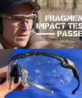 Rugged Ballistic Safety Glasses For Range Use, Range Ready Eye Protection For Men, shown in fragment impact test passed scene