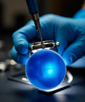 Blue Rubber Ball Watch Case Back Opener For Battery Replacement, friction ball tool used on watch by gloved hands