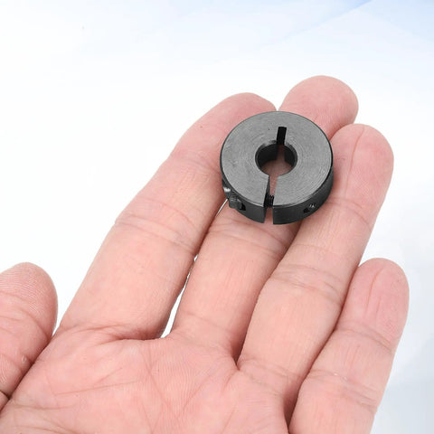 Four Piece 8mm Bore Single Split Shaft Collar With 25mm Outer Diameter And 8mm Thick Carbon Steel Black Oxide Clamp Collar With Set Screws For Heavy Duty Machinery And DIY Projects