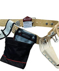 Heavy Duty Leather Scaffold Tool Belt 2 Inch Wide Fits 44 To 54 Inch Waist Pronged Roller Buckle Reinforced Stitching Durable Beige