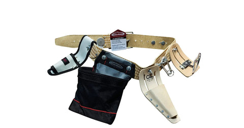 Heavy Duty Leather Scaffold Tool Belt 2 Inch Wide Fits 44 To 54 Inch Waist Pronged Roller Buckle Reinforced Stitching Durable Beige