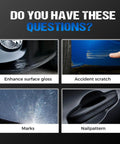 Multiple car surface issues including gloss enhancement, accident scratch, marks, and nail pattern.