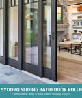 Pella Sliding Patio Door Rollers Replacement Kit installed, showing smooth glide on Pella sliding glass doors with adjustable height.