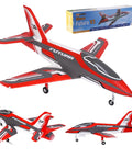 Rc Plane For Adults Gnarly EDF Jet With 80mm Ducted Fan 12 Blade 6 Channel, red and gray design, side and front views.