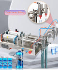 Boss Grade Heavy Duty Double Head Pneumatic Bottle Filler With Slick Auto Manual Toggle filling blue liquid into glasses.