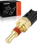 Front view: A-Premium 2-pin engine coolant temperature sensor with brass threaded body and black connector.