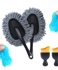 Six Pack Car Detailing Kit with scratch-free interior duster, soft bristle brushes, and cleaning gel shown in the image
