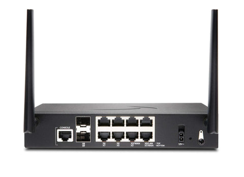 Next Gen Network Security Firewall Appliance back view with eight Ethernet jacks and antennas for modern businesses.