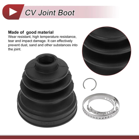 Mini Cooper CV Joint Boot Kit Inner Constant Velocity Boot With Clamps Black Rubber Replacement 2002 2008 Direct Fit For Preventive Maintenance Heavy Duty And Long Lasting Vehicle Protection, black rubber boot with clamps