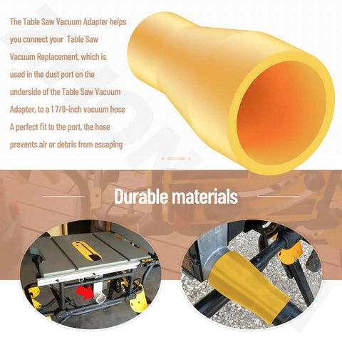 Yellow Table Saw Vacuum Adapter Connects Two And A Half Inch Table Saw Outlet To One And Seven Eighths Inch Shop Vac Hose Dust Collector Connector For Most Saws With Two And A Half Inch Outlets