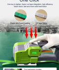 Rock Solid Electric Strapping Machine With LCD Display Rechargeable Battery For Pet And Pp Tape Portable Automatic Pallet Packaging Tool, showing fusion cutting feature.