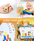 Super Cool Rainbow Counting Bears Set Sixty Bright Plastic Bears And Matching Sorting Cups Awesome Preschool Math Learning Game For Toddlers Includes Tweezers Dice And Storage Bin. Child holding dice with counting bears and colorful tweezers.