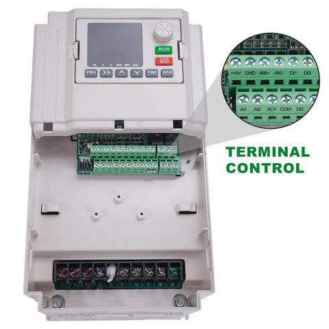 220V 20HP VFD Inverter For Single Phase To Three Phase Motors with terminal control panel visible