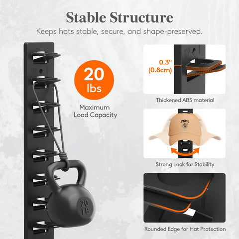 No Sweat Wall Mounted Hat Organizer Featuring Twenty Smooth Elastic Clamps For Baseball Cap Storage Keeps Your Collection Looking Crisp And Organized Without Claiming Counter Space
