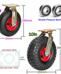 Tough As Nails Heavy Duty Industrial Caster Swivel And Fixed Rubber Trolley Wheel With Parking Brake 8in and 10in size