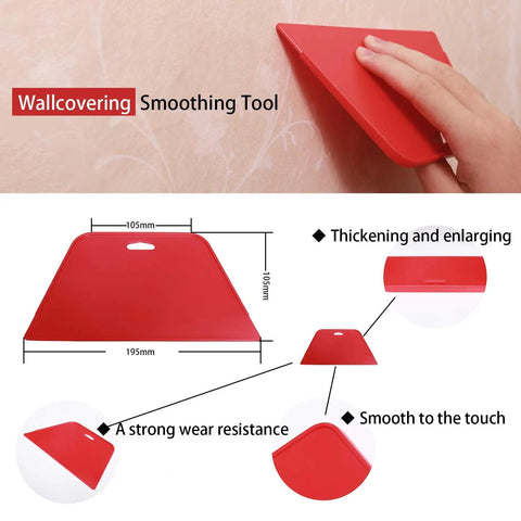 Pro Grade Wallpaper Smoothing Tool Kit 15 Piece Set With Craft Knife And 10 Replaceable Blades, Red and Blue Squeegees